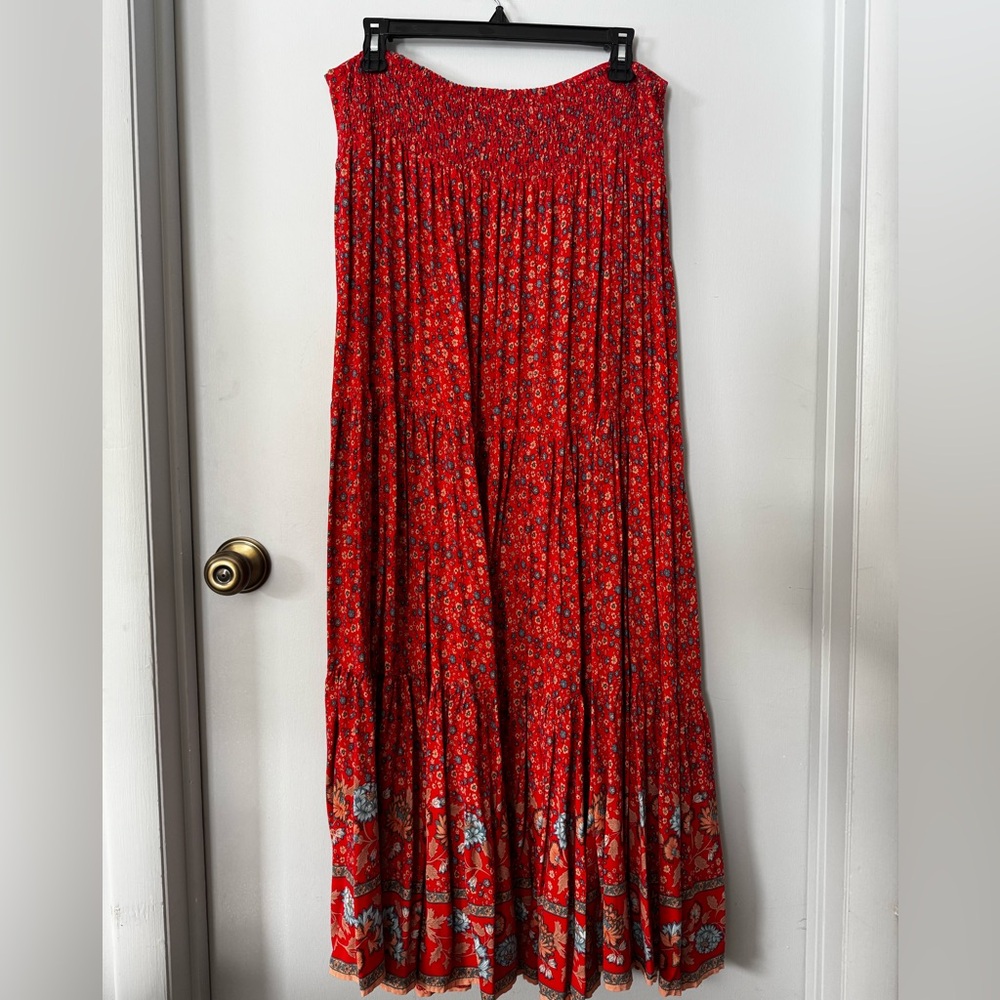 NATURAL LIFE Brick Red Floral Maxi Skirt XL - Picture 5 of 5